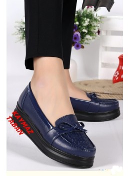 Bayan Günlük Taş Detaylı Lacivert Ayakkabı Full Ortopedik