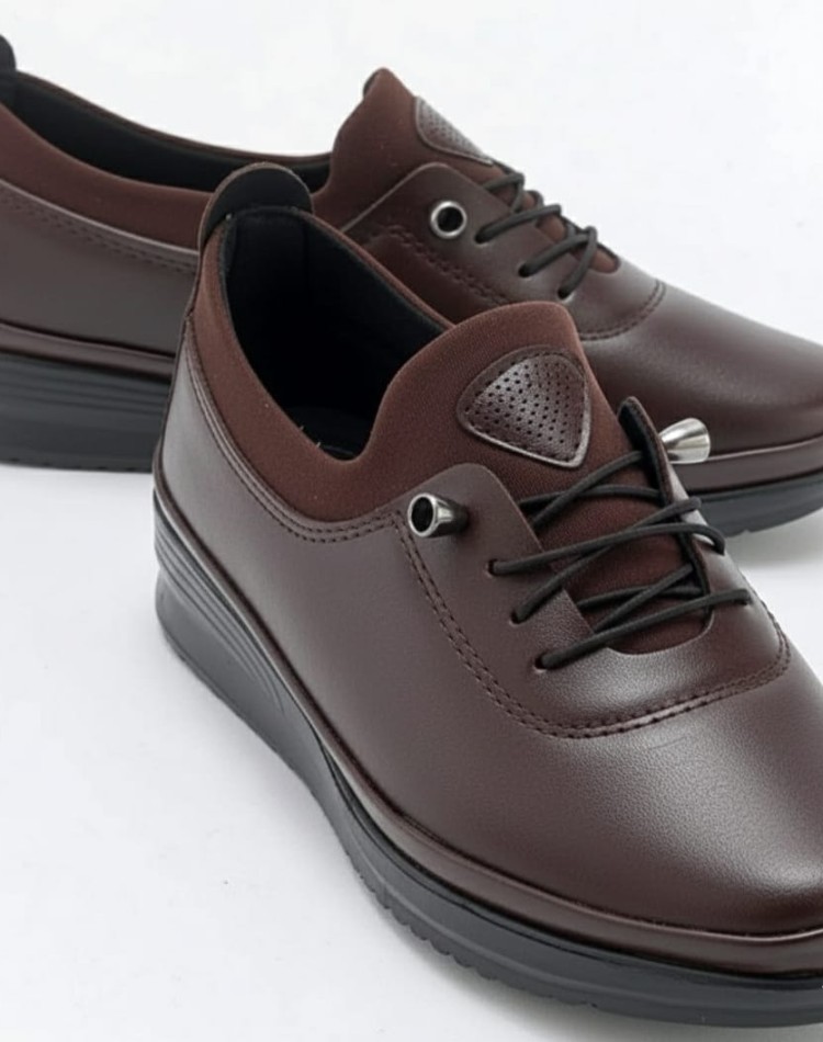 Tam Ortopedik Bayan Ayakkabı Koyu Kahve Yuvarlak