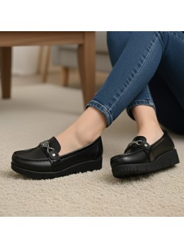 Bayan Günlük  Ortopedik Siyah Demir Ayakkabı 