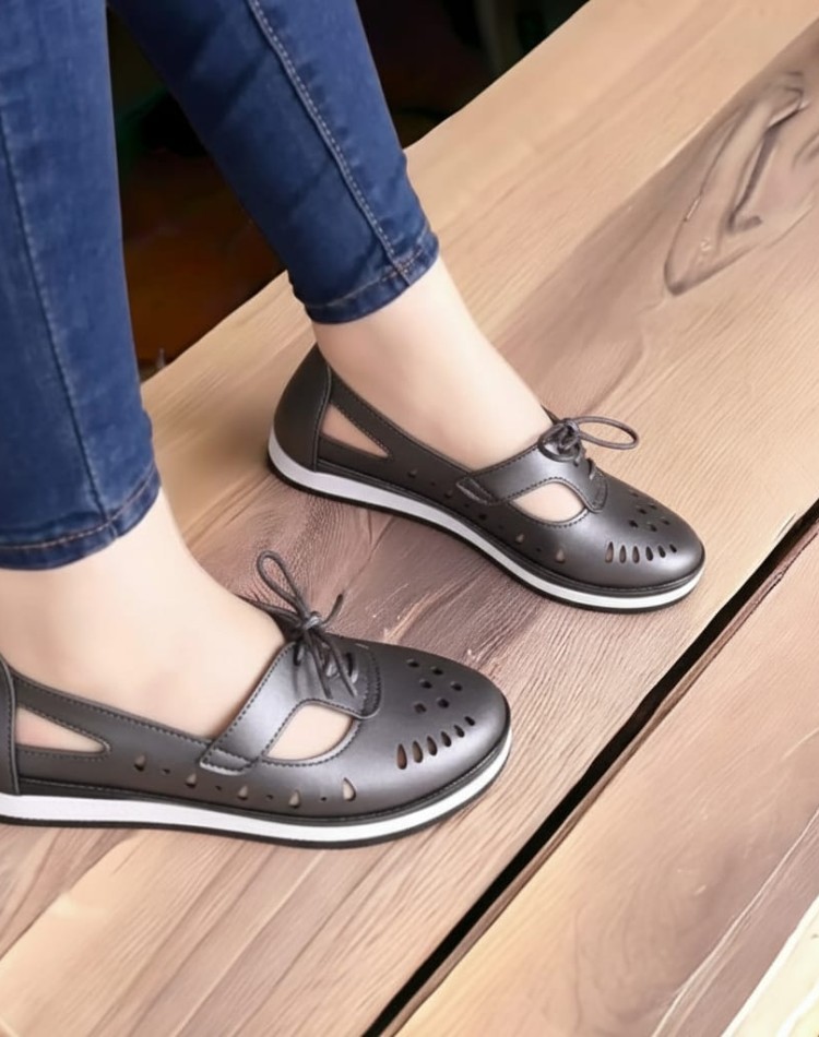 Bayan Deri Ayakkabı Ortopedik Taban GRI