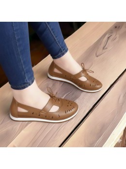 Bayan Deri Ayakkabı Ortopedik Taban Kahverengi 2548