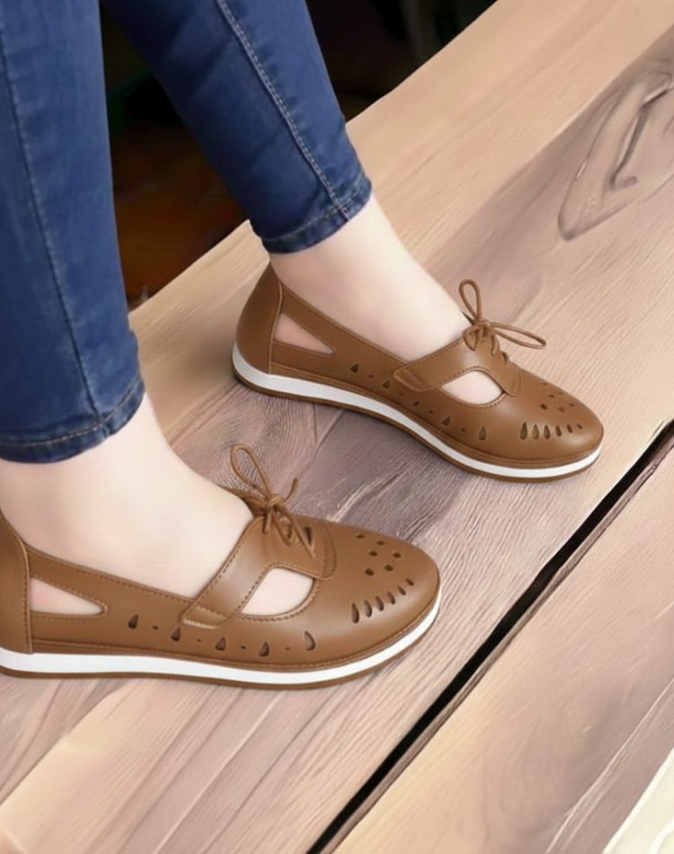 Bayan Deri Ayakkabı Ortopedik Taban Kahverengi 2548