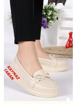Bayan Günlük  Ortopedik Krem Ayakkabı 
