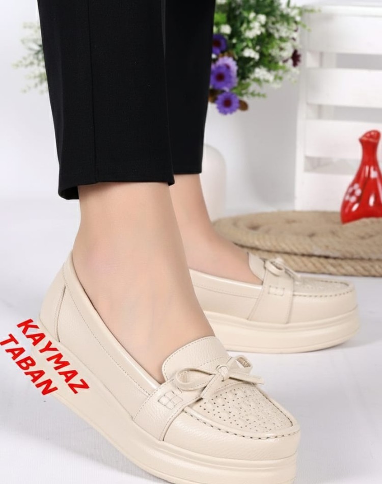 Bayan Günlük  Ortopedik Krem Ayakkabı