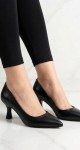 Bayan Stiletto Topuklu Yumuşak Hafif Ayakkabı Siyah Cilt  08255