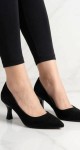 Bayan Stiletto Topuklu Yumuşak Hafif Ayakkabı Siyah süet  08255